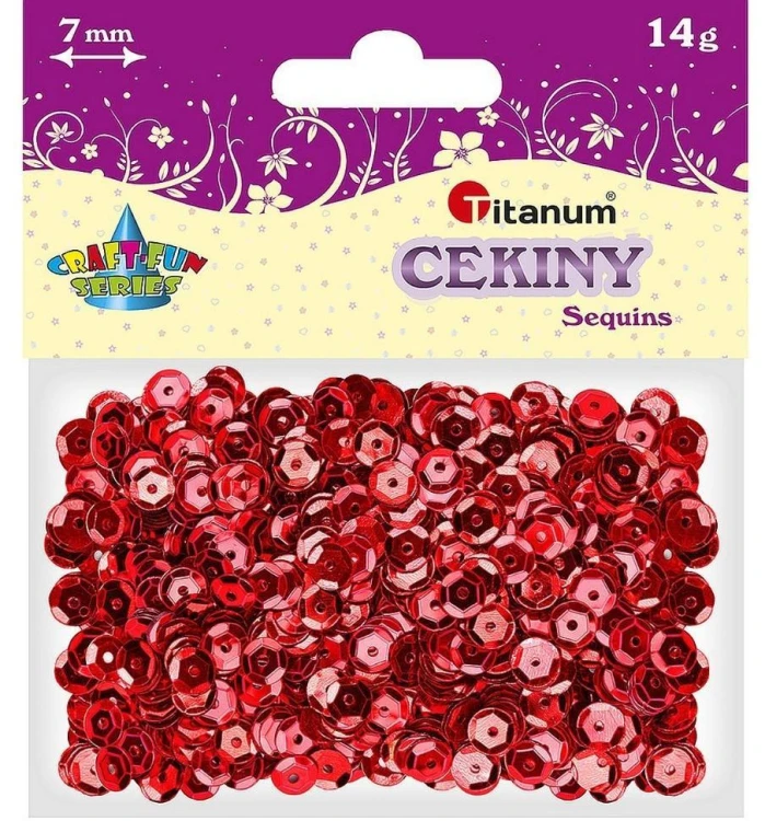 Cekiny 7mm metaliczne czerwone, Titanum