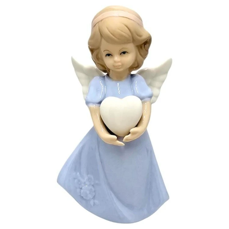 Figurka Aniołek porcelanowy niebieski 14cm