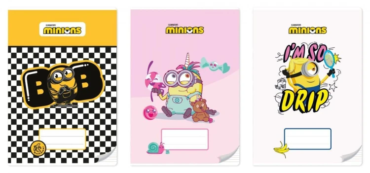 Zeszyt A4/32K Kolorowe trzy linie Minionki (10szt)