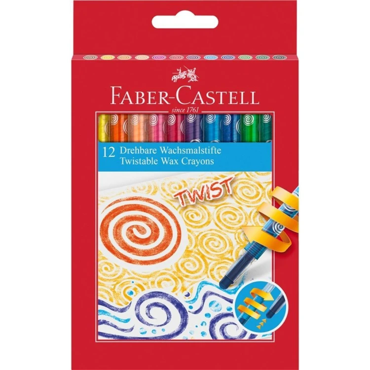 Kredki woskowe wykręcane 12szt FABER CASTELL