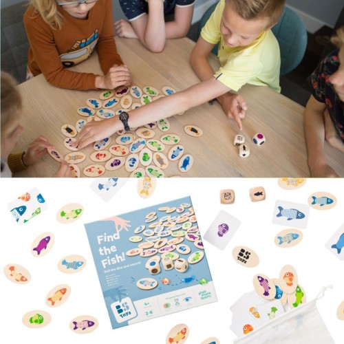 Znajdź rybkę drewniana, BS Toys