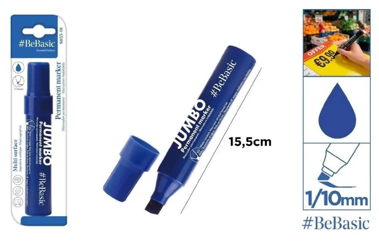 Marker permanentny jumbo niebieski 1/10mm, BeBasic