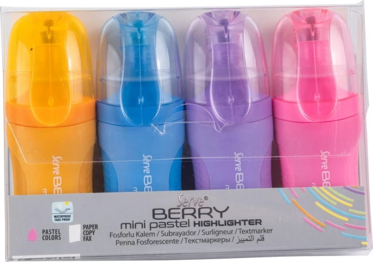 Zakreślacz Berry mini pastel 4szt, Serve