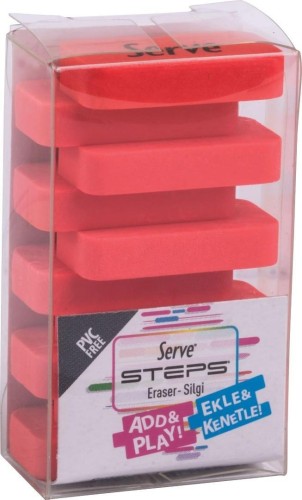 Gumka do mazania Steps neon czerwona, Serve