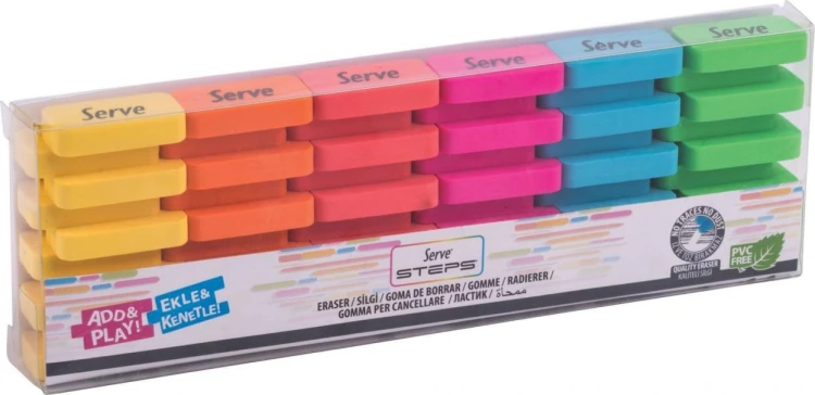 Gumki do mazania Steps neon 6szt, Serve