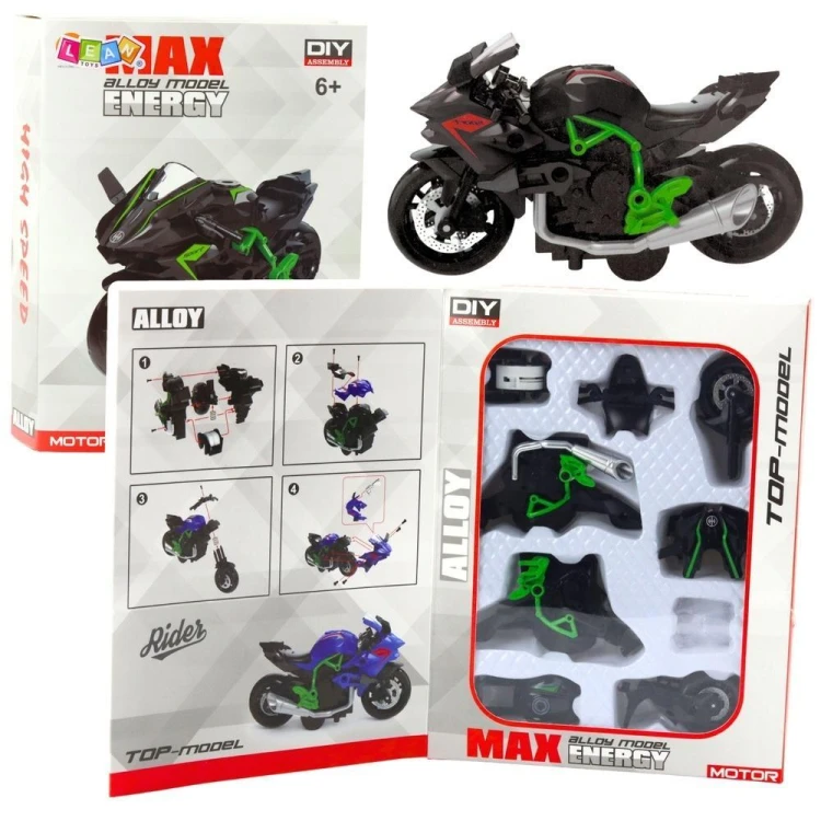 Motocykl do skręcania metalowy 1:14, Leantoys