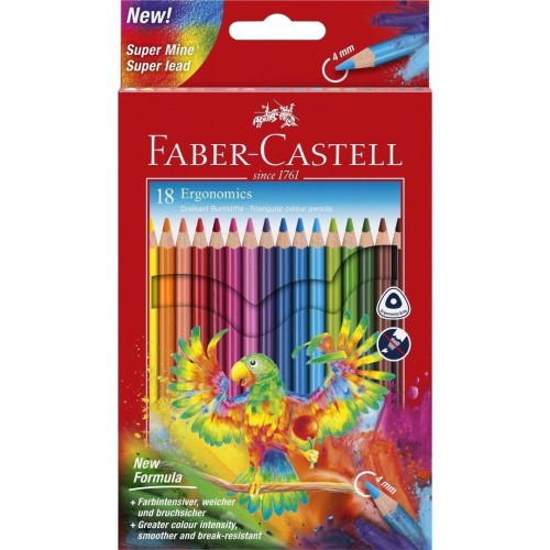 Kredki ołówkowe trójkątne 18kol. FABER CASTELL