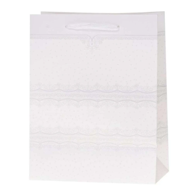 Torebka Lux 26x32x12cm brokat biała ROZETTE