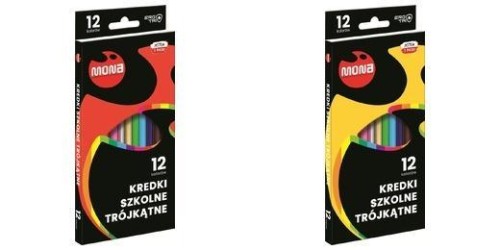 Kredki szkolne trójkątne 12 kolorów MONA, Mona