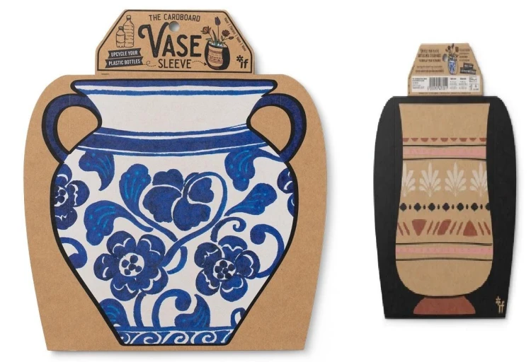 Wazon - kartonowy rękaw - Blue & White Floral