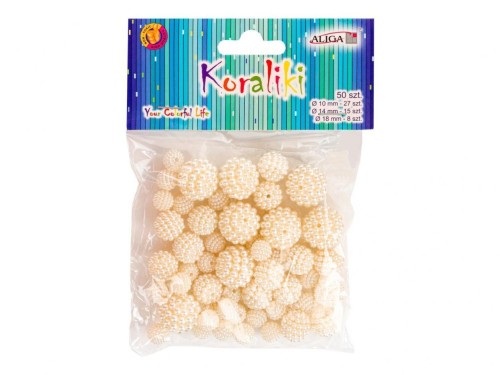 Koraliki plastikowe perłowe 50szt, Aliga