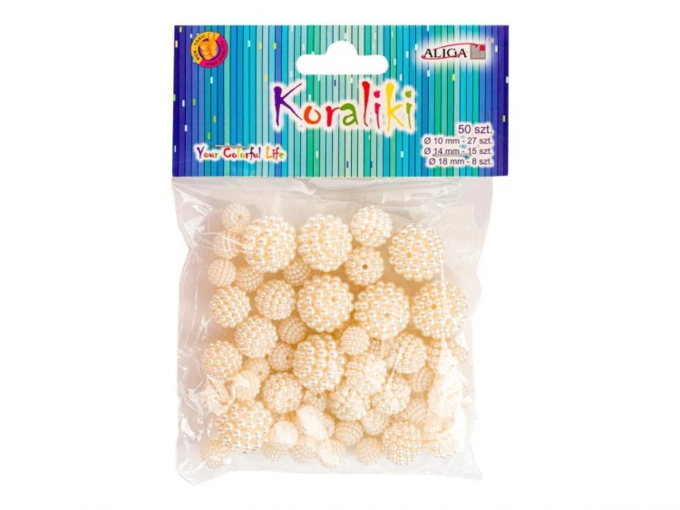 Koraliki plastikowe perłowe 50szt, Aliga