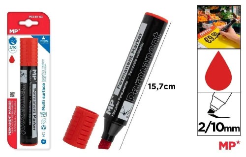Marker permanentny z płaską końcówką czerwony