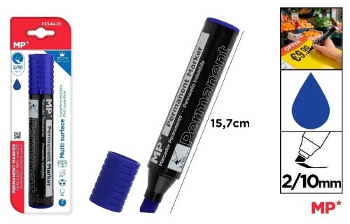 Marker permanentny z płaską końcówką niebieski