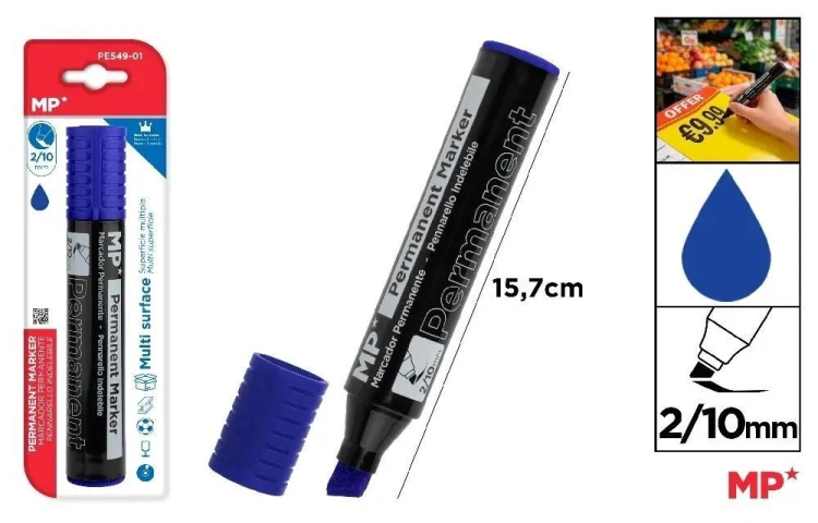 Marker permanentny z płaską końcówką niebieski