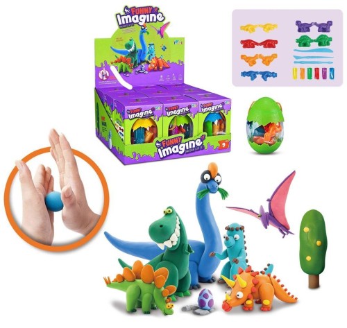Masa plastyczna dinozaury z foremkami, Trifox