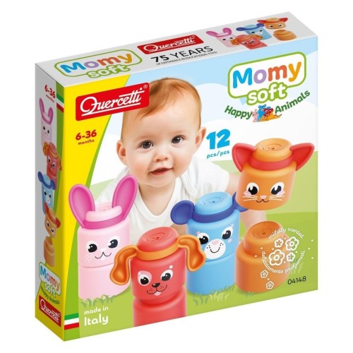 Quercetti Miękkie Klocki Momy Zwierzątka 12el