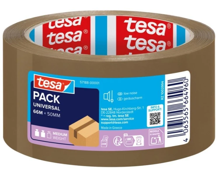 Taśma pakowa brązowa Universal 66m x 50mm, Tesa