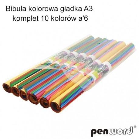 Bibuła kolorowa gładka A3 10 kolorów 6szt