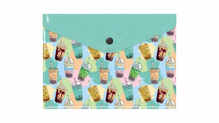 Teczka kopertowa A5 PP nadruk bubble tea, Biurfol