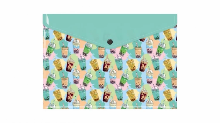 Teczka kopertowa A4 PP nadruk bubble tea, Biurfol