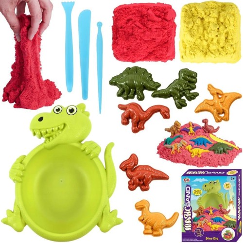 Piasek kinetyczny dinozaur + foremki 400g, Trifox