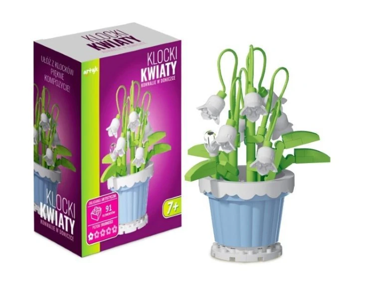 Klocki kwiaty - konwalie w doniczce 91el, Artyk