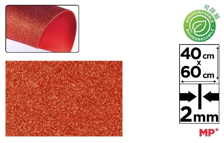 Pianka EVA dekoracyjna brokat 40x60cm czerwona