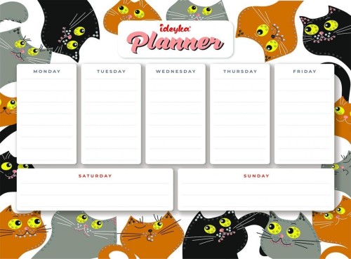 Planner magnetyczny z mozaiką diamentową Kotki