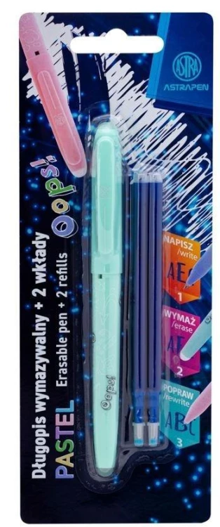 Długopis wymazywalny 0,6mm Pastel + wkłady ASTRA
