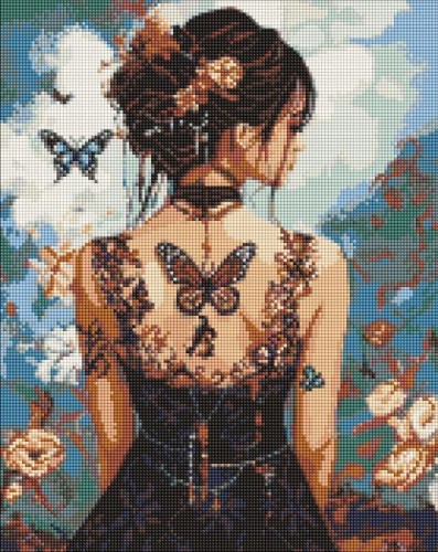 Diamentowa mozaika - Piękność z motylami 40x50cm
