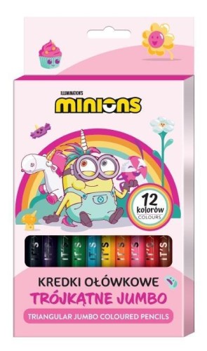Kredki ołówkowe trójkątne Minionki 12 kolorów