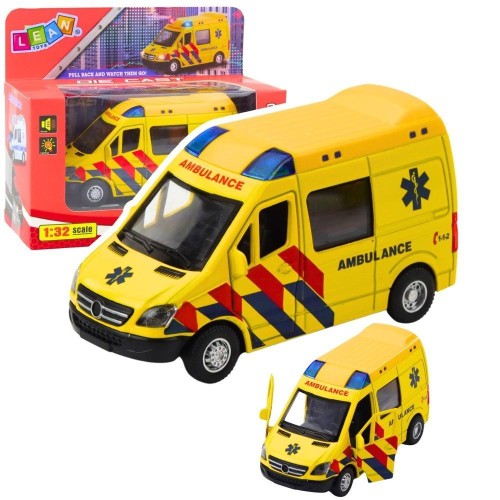 Karetka ambulans metalowy z napędem Pull Back