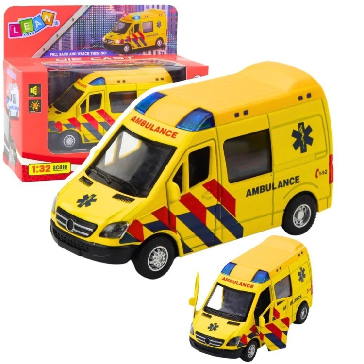 Karetka ambulans metalowy z napędem Pull Back
