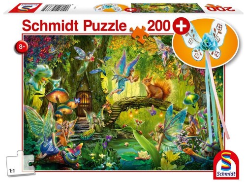 Puzzle 200 Leśne wróżki + różdżka G3, Schmidt
