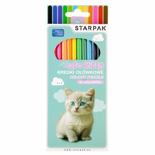 Kredki ołówkowe 12 kolorów Cuties Kotki, STARPAK