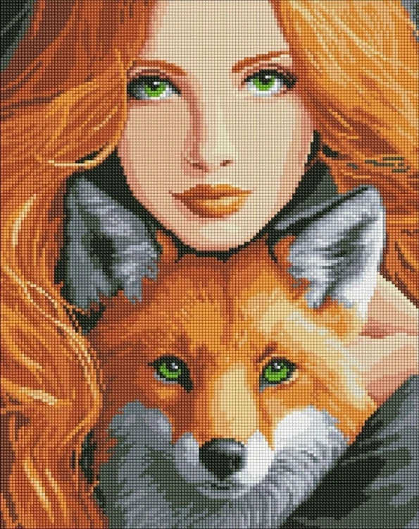 Diamentowa mozaika bez ramy - Ognisty lis 40x50cm