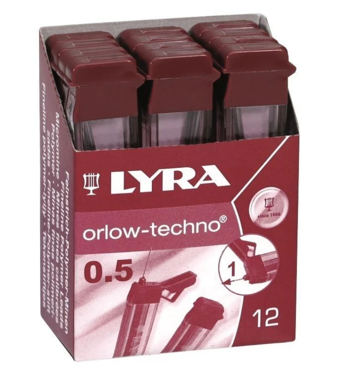 Wkłady grafitowe 2B 0,5mm (12szt), Lyra