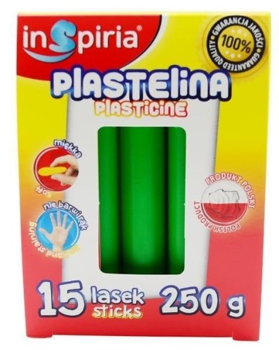 Plastelina zielona 15 lasek 250g, InSpiria