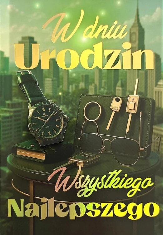 Karnet Urodziny męskie zegarek