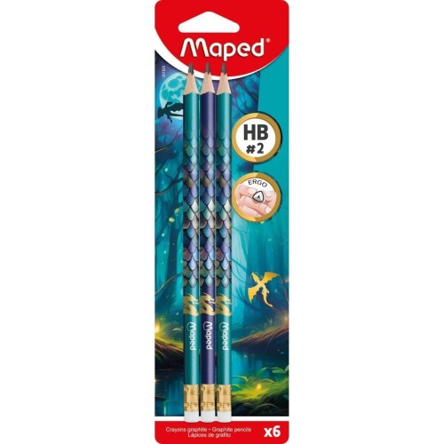 Ołówek Dragon HB z gumką 6szt MAPED, Maped