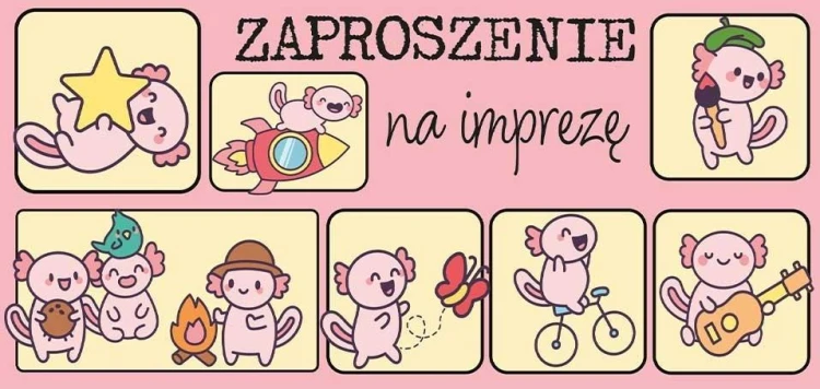Zaproszenie Aksoloty z insta (5szt)
