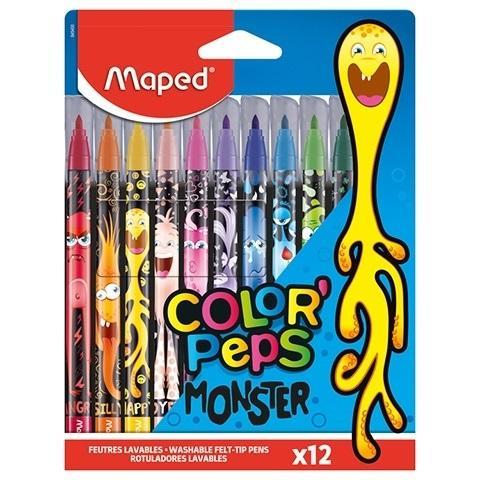 Flamastry Colorpeps Monster 12 kolorów, Maped
