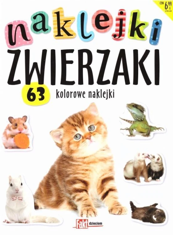 Naklejki zwierzaki. 63 kolorowe naklejki