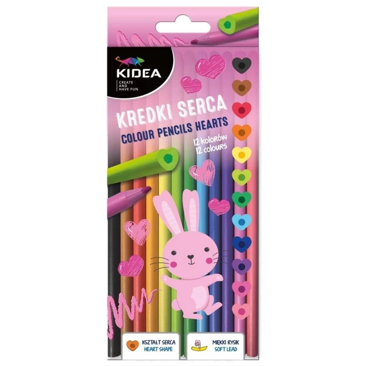 Kredki serca 12 kolorów KIDEA, DERFORM