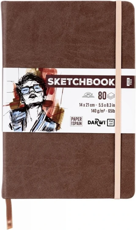 Szkicownik 14x21cm 140g brązowy, Darwi