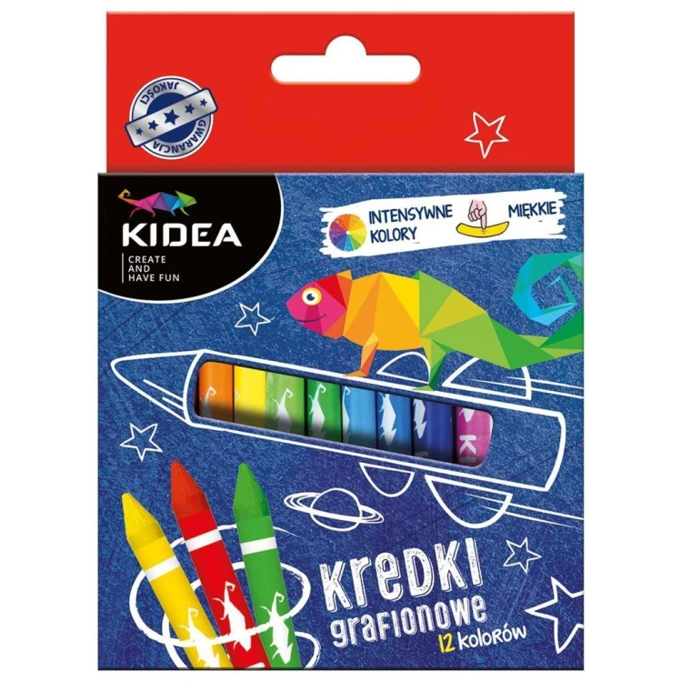 Kredki grafionowe 12 kolorów KIDEA, DERFORM