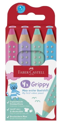 Kredki Grippy pastelowe 4kol FABER CASTELL