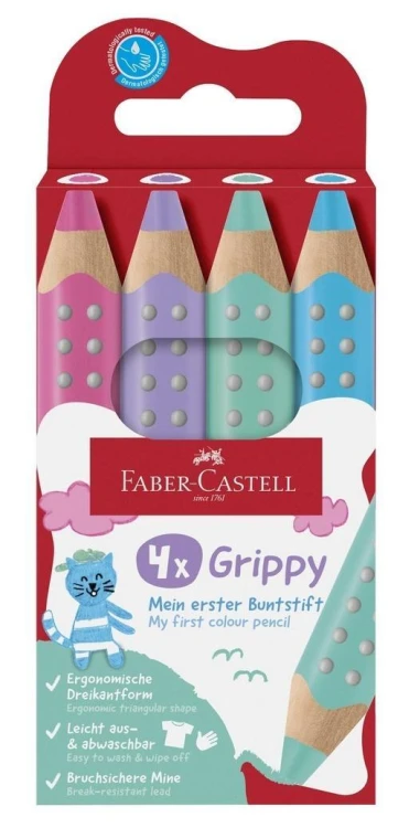Kredki Grippy pastelowe 4kol FABER CASTELL