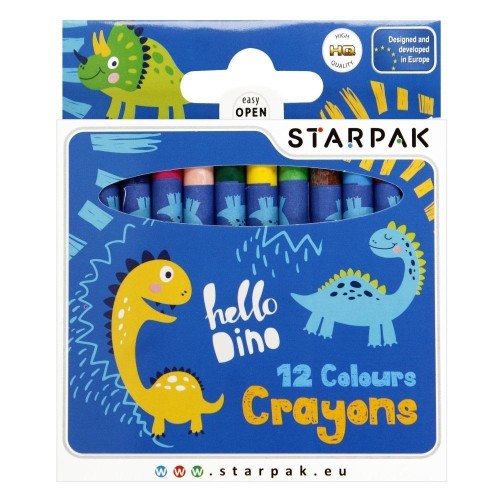 Kredki woskowe 12 kolorów Dino, STARPAK